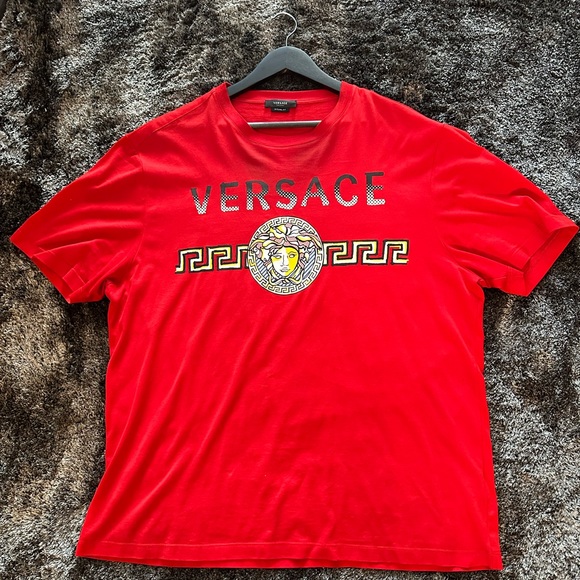 COPY - COPY - Red Versace T Shirt with Medusa logo